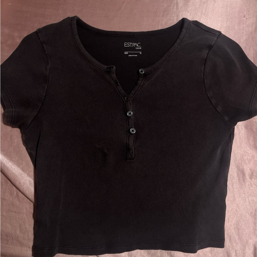 Women's Black Ribbed Top